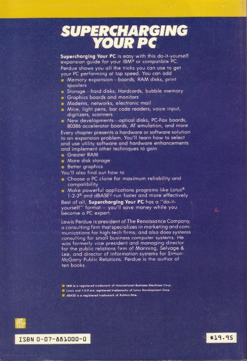 Supercharging Your PC by Lewis Perdue, Back Cover