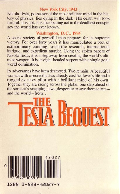 Tesla Bequest by Lewis Perdue, Back Cover