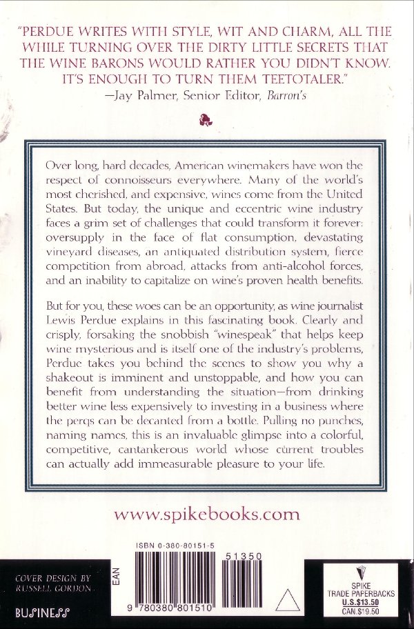 Wrath Of Grapes by Lewis Perdue, Back Cover
